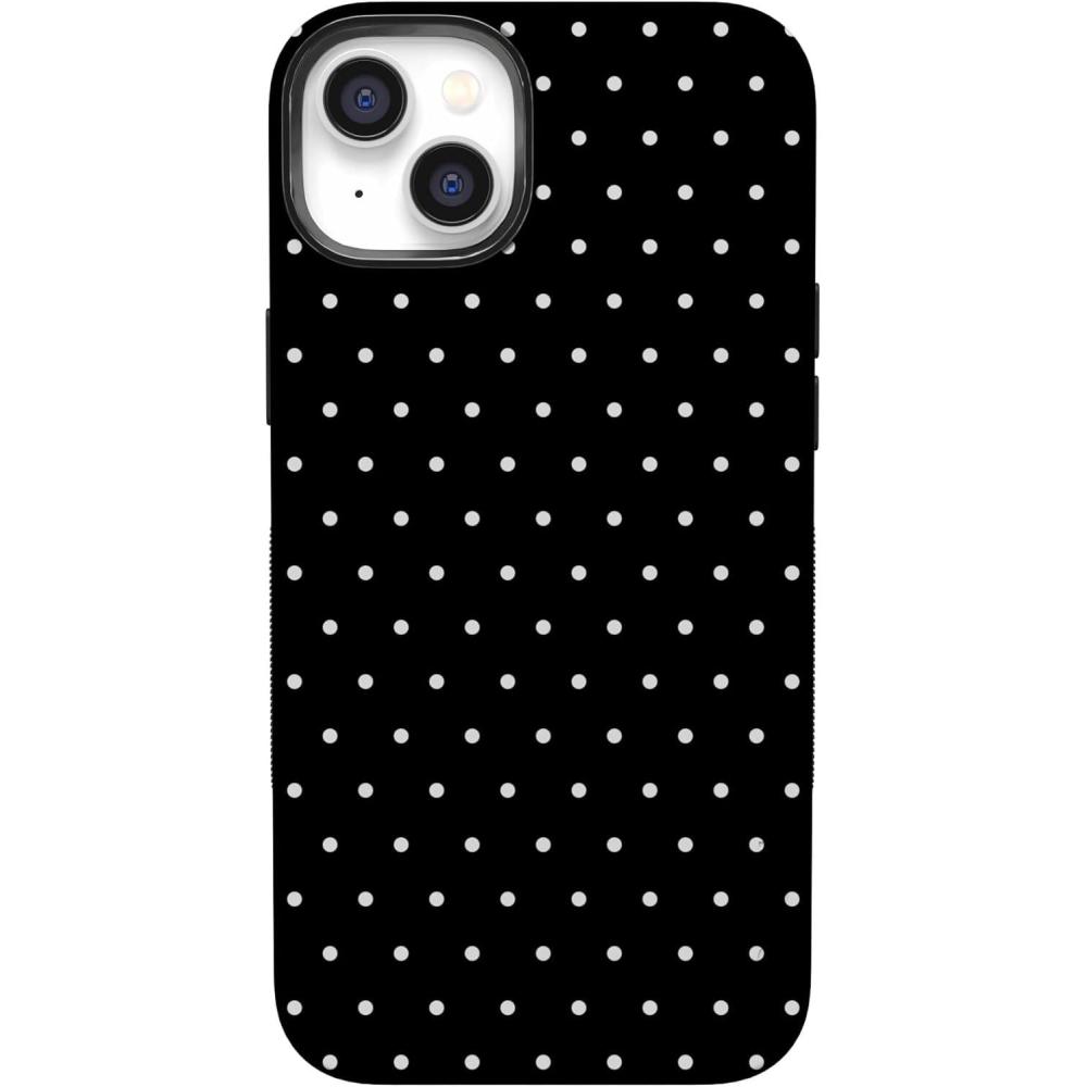 imageCasely iPhone 14 Case  Lovebug  Blue Hearts  Bold Protective Design  Compatible with MagSafeOn the Dot  Black Polka Dot