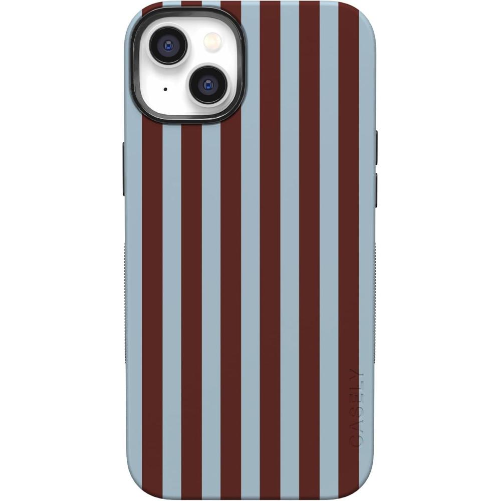 imageCasely iPhone 14 Case  Lovebug  Blue Hearts  Bold Protective Design  Compatible with MagSafeSunday in Brooklyn  Chocolate Stripes