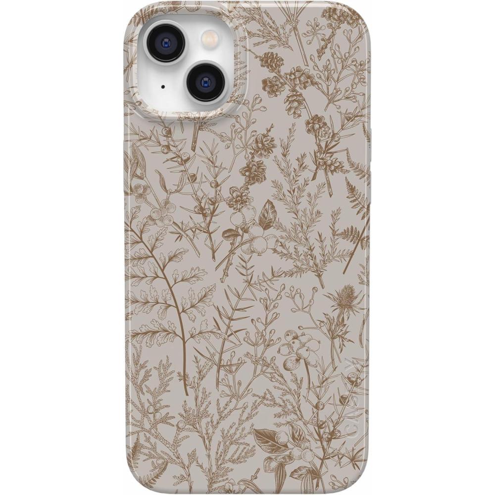 imageCasely iPhone 14 Case  Moody Monochrome  Bordeaux Rose  Compatible with MagSafe  Classic Ultra Thin DesignBeige Garden  Neutral Floral