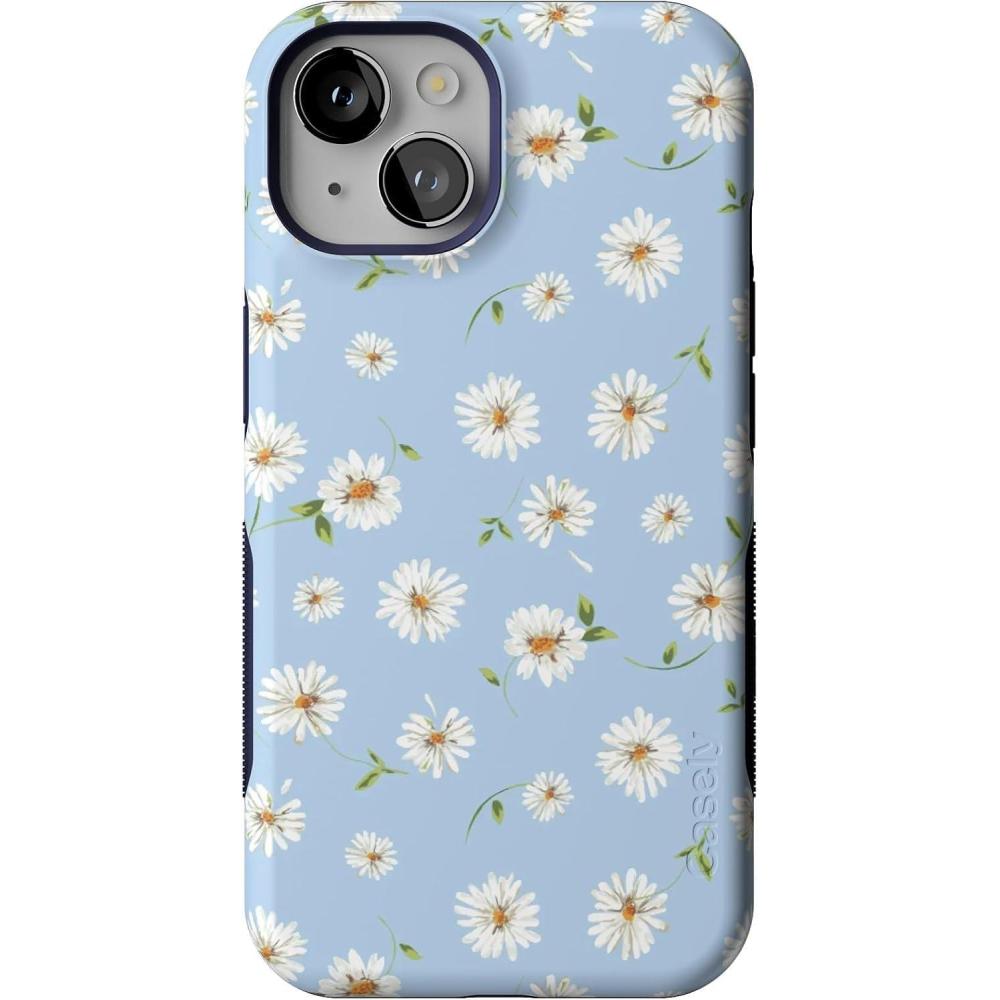imageCasely iPhone 14 Case  Night Walk  The Beatles Abbey Road Dual Image  Bold Protective Design  MagSafe Compatible DesignDaisy Daydream  Baby Blue Floral