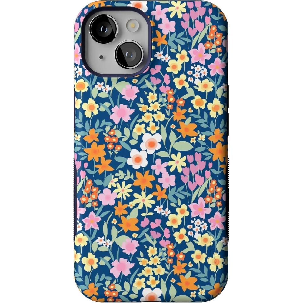 imageCasely iPhone 14 Case  Night Walk  The Beatles Abbey Road Dual Image  Bold Protective Design  MagSafe Compatible DesignFull Bloom  Navy Floral
