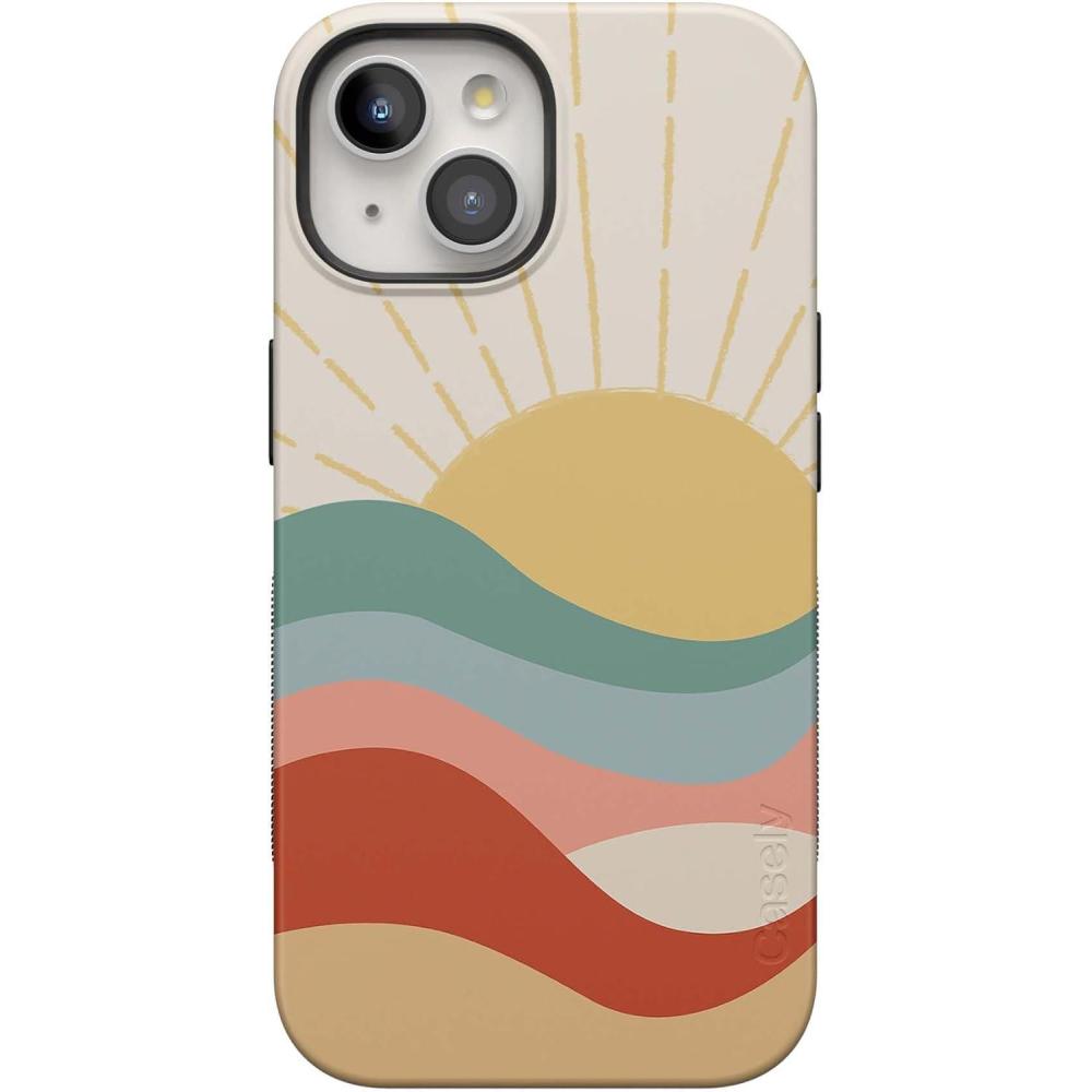 imageCasely iPhone 14 Case  Night Walk  The Beatles Abbey Road Dual Image  Bold Protective Design  MagSafe Compatible DesignHere Comes the Sun  Colorblock Sunset