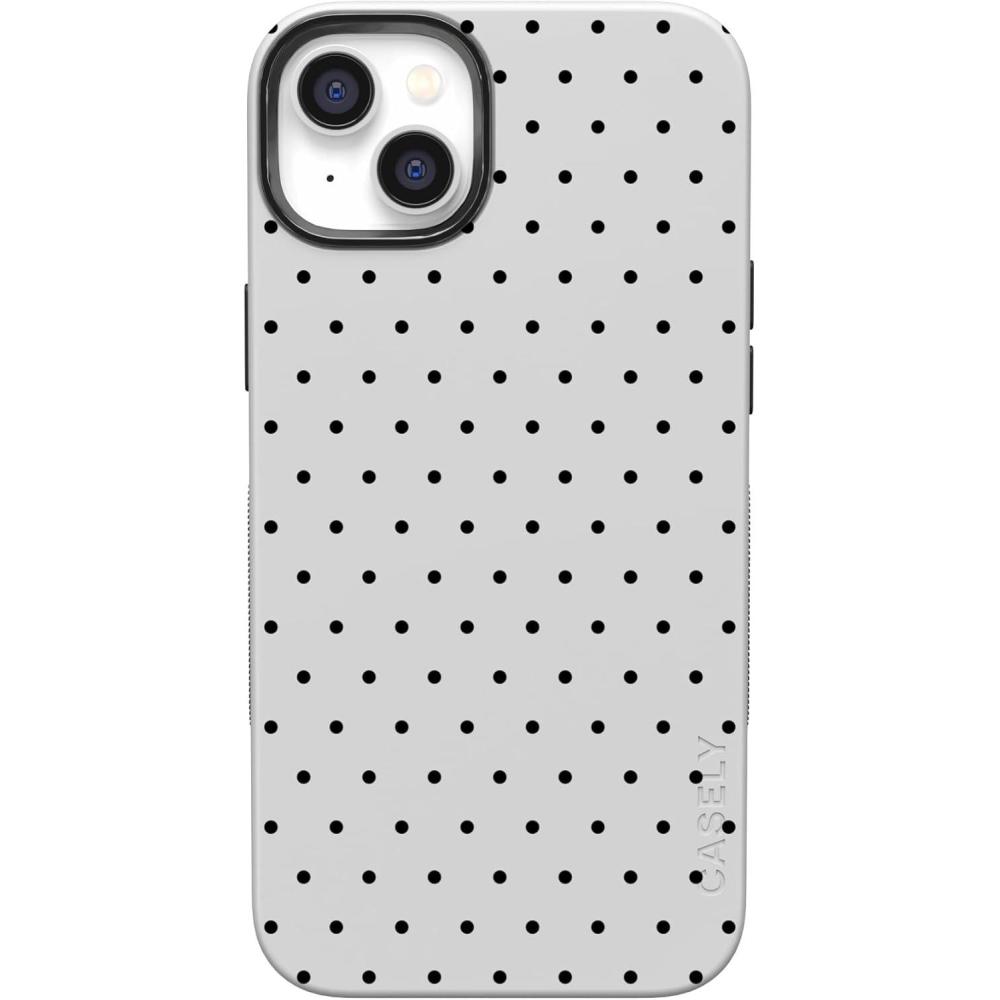 imageCasely iPhone 14 Case  Night Walk  The Beatles Abbey Road Dual Image  Bold Protective Design  MagSafe Compatible DesignOn the Dot  White Polka Dot