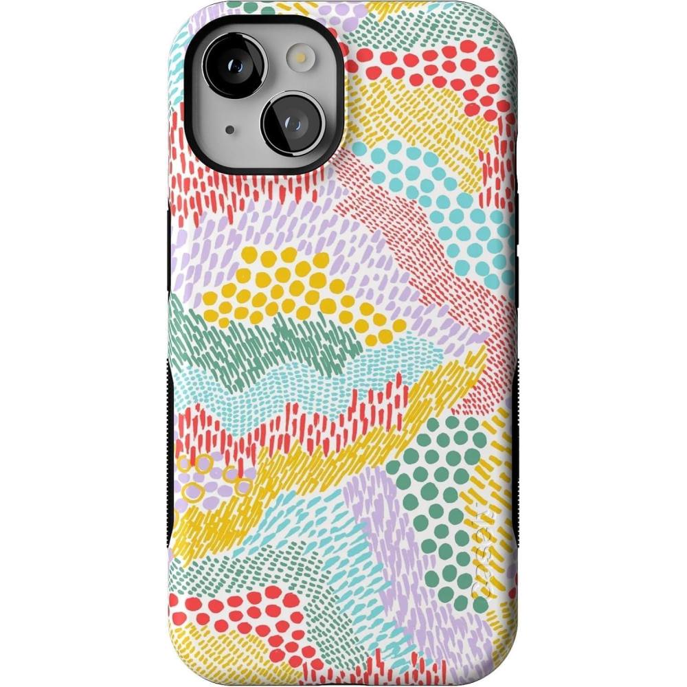 imageCasely iPhone 14 Case  You Cant Catch Me  Gingerbread Man  Bold Protective Design  Compatible with MagSafeColor Me Happy  Pattern Colorblock