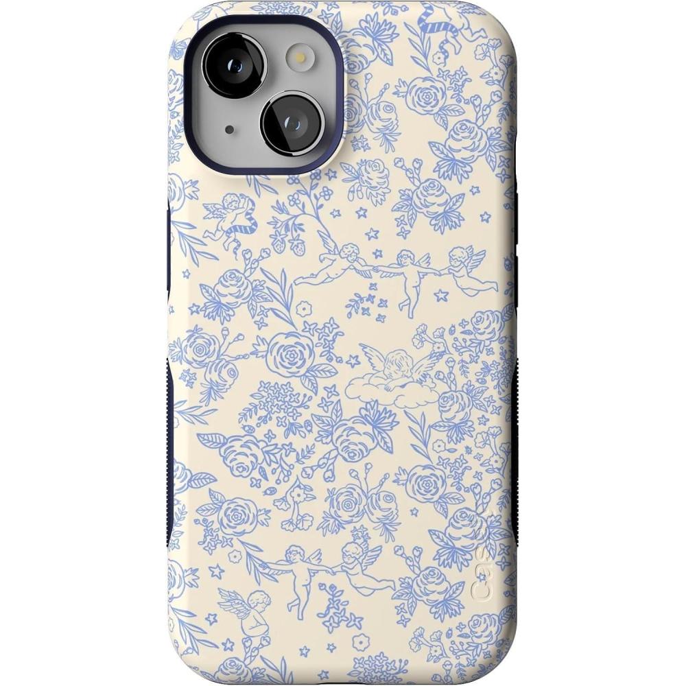 imageCasely iPhone 14 Case  You Cant Catch Me  Gingerbread Man  Bold Protective Design  Compatible with MagSafeCupids Canvas  Periwinkle Floral