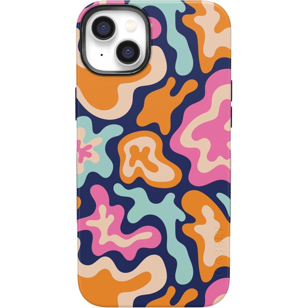 imageCasely iPhone 14 Case  You Cant Catch Me  Gingerbread Man  Bold Protective Design  Compatible with MagSafeMidnight Color Splash  Abstract Retro