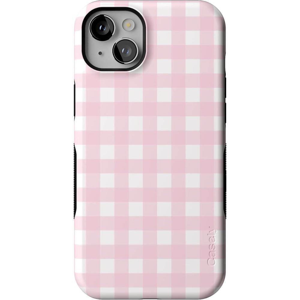 imageCasely iPhone 14 Case  You Cant Catch Me  Gingerbread Man  Bold Protective Design  Compatible with MagSafePink Plaid  Sunday Best