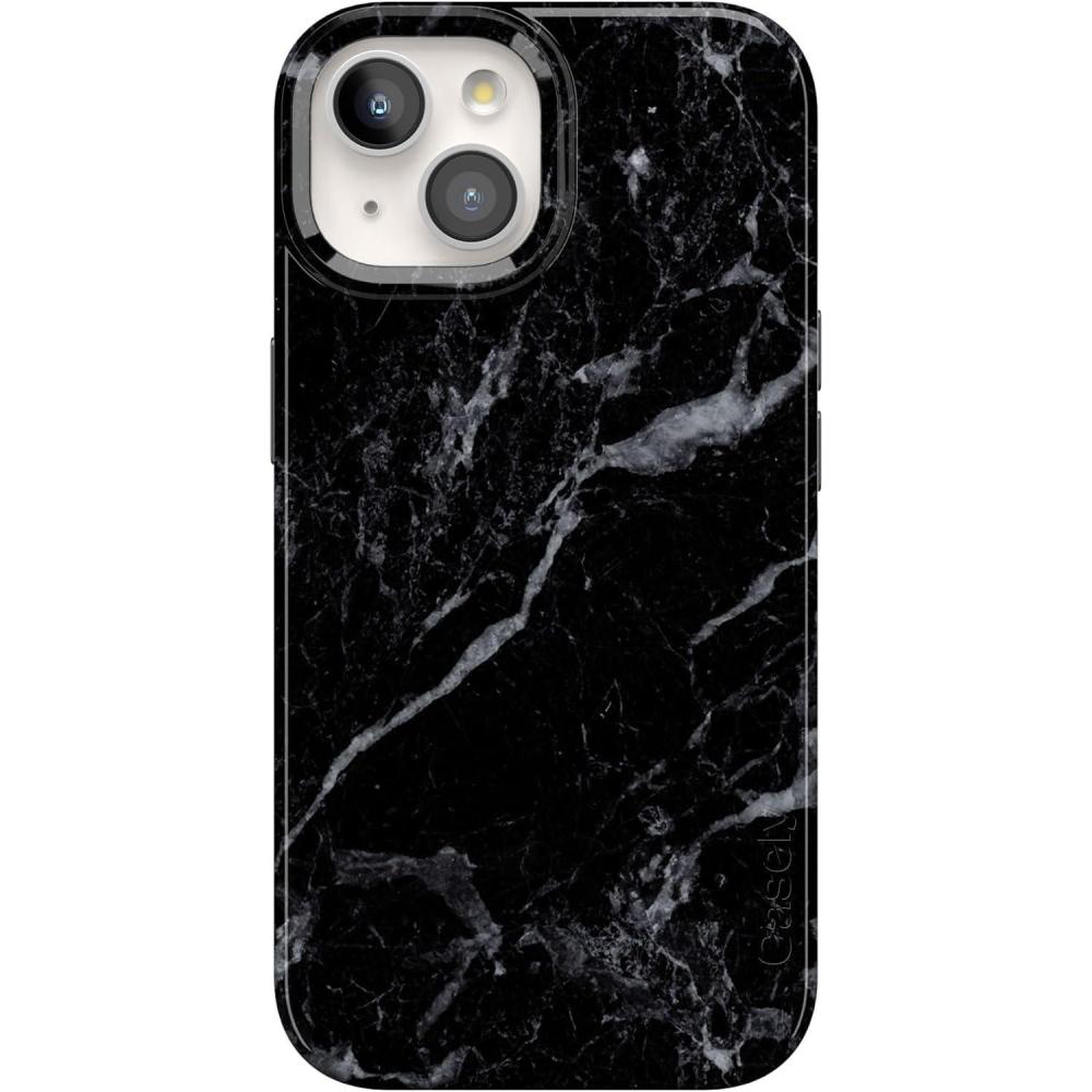 imageCasely iPhone 15 Case  Hanging Around  Potted Plants Floral  Compatible with MagSafe  Classic Ultra Thin DesignBlack Pearl Marble