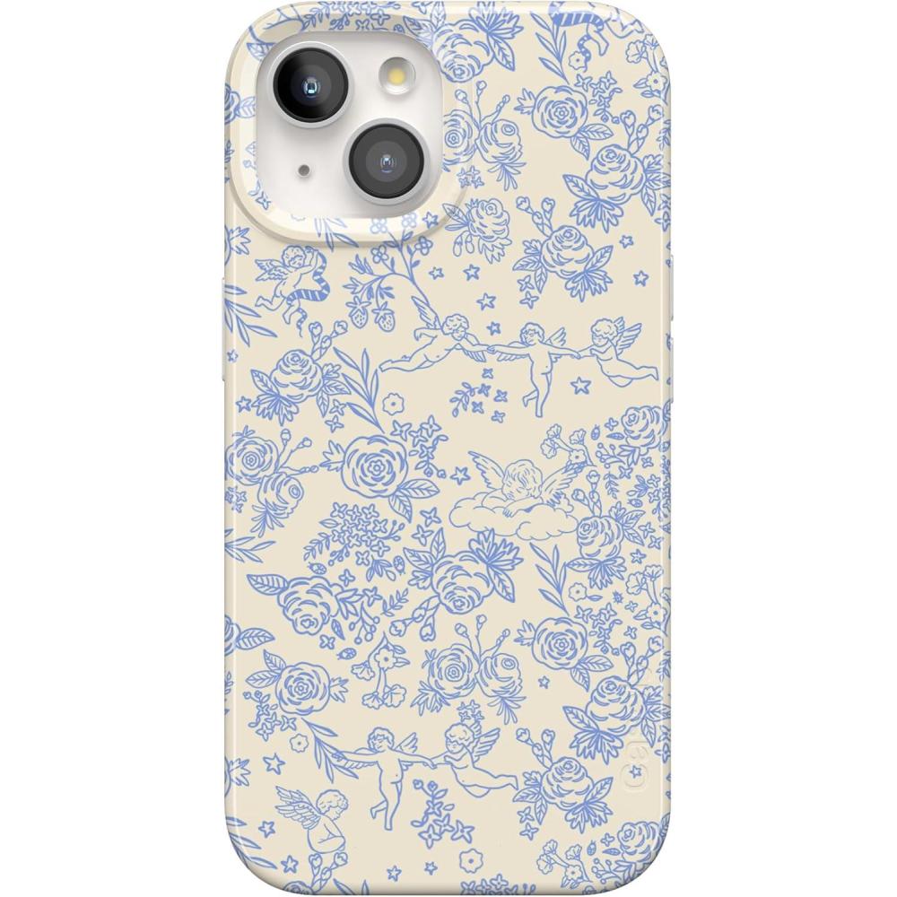 imageCasely iPhone 15 Case  Hanging Around  Potted Plants Floral  Compatible with MagSafe  Classic Ultra Thin DesignCupids Canvas  Periwinkle Floral