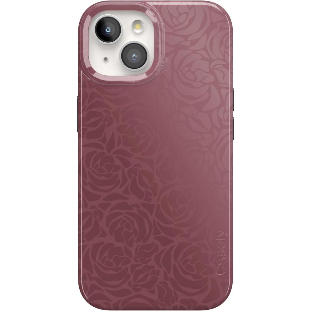 imageCasely iPhone 15 Case  Powder Pups  Dog Sled  Compatible with MagSafe  Classic Ultra Thin DesignMoody Monochrome  Bordeaux Rose