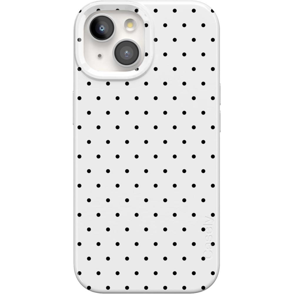 imageCasely iPhone 15 Case  Powder Pups  Dog Sled  Compatible with MagSafe  Classic Ultra Thin DesignOn the Dot  White Polka Dot