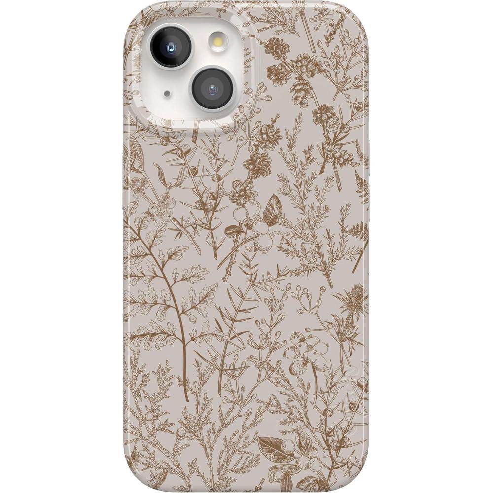 imageCasely iPhone 15 Case  Sneaky Monkeys  Frida Kahlo Jungle Floral  Compatible with MagSafe  Classic Ultra Thin DesignBeige Garden  Neutral Floral