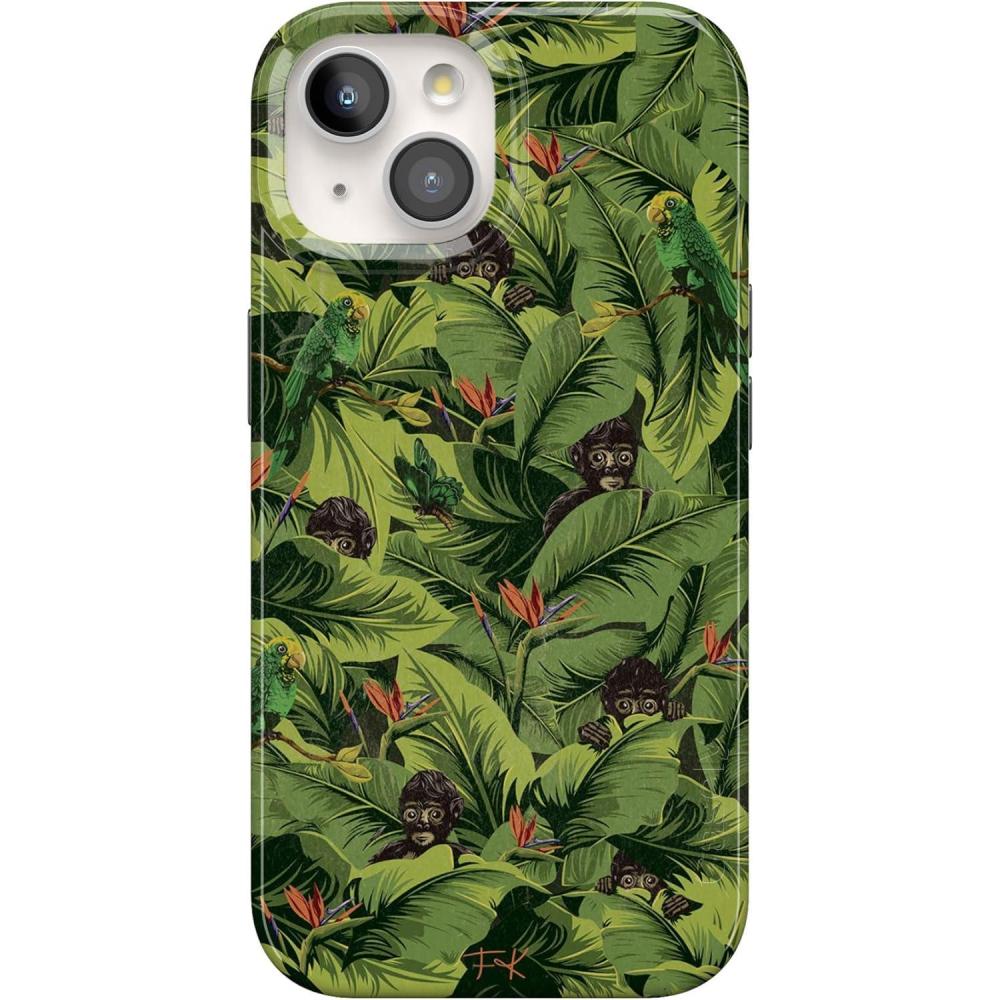 imageCasely iPhone 15 Case  Sneaky Monkeys  Frida Kahlo Jungle Floral  Compatible with MagSafe  Classic Ultra Thin DesignSneaky Monkeys  Frida Kahlo Jungle Floral