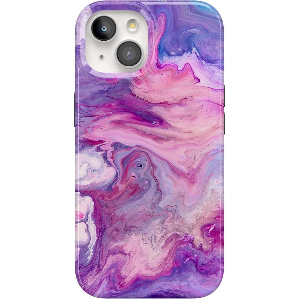 imageCasely iPhone 15 Case  Sneaky Monkeys  Frida Kahlo Jungle Floral  Compatible with MagSafe  Classic Ultra Thin DesignTie Dying Over You  Purple Marble
