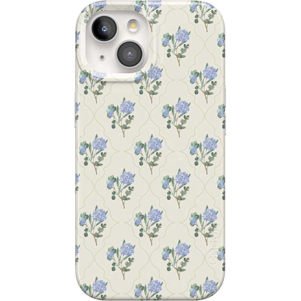imageCasely iPhone 15 Case  Sneaky Monkeys  Frida Kahlo Jungle Floral  Compatible with MagSafe  Classic Ultra Thin DesignVintage Garden  Blue Hydrangea