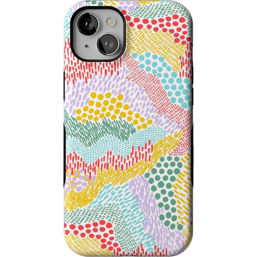 imageCasely iPhone 15 Case  Twilight Flora  Moody Monochrome  Bold Protective Design  Compatible with MagSafeColor Me Happy  Pattern Colorblock