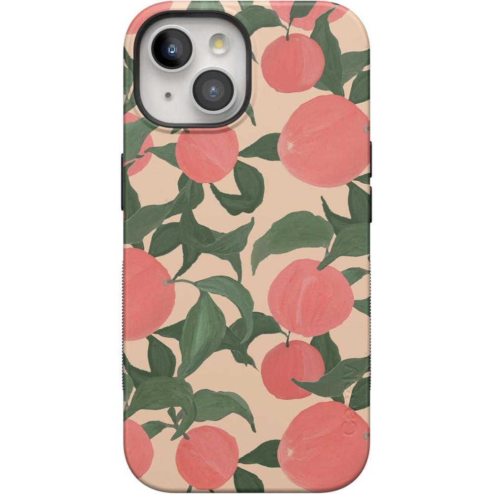 imageCasely iPhone 15 Case  Twilight Flora  Moody Monochrome  Bold Protective Design  Compatible with MagSafeFeeling Peachy  Blush Vines