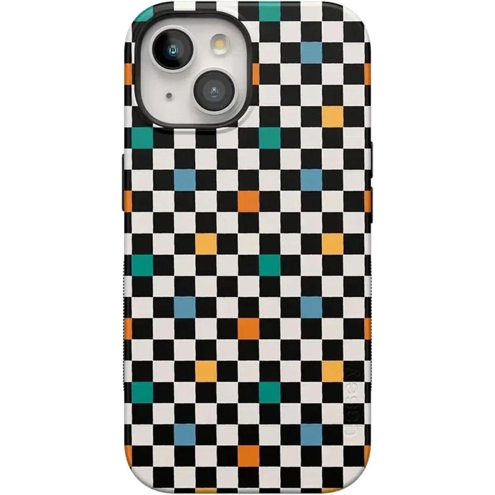 imageCasely iPhone 15 Case  Twilight Flora  Moody Monochrome  Bold Protective Design  Compatible with MagSafeOld Skool  Retro Checkerboard