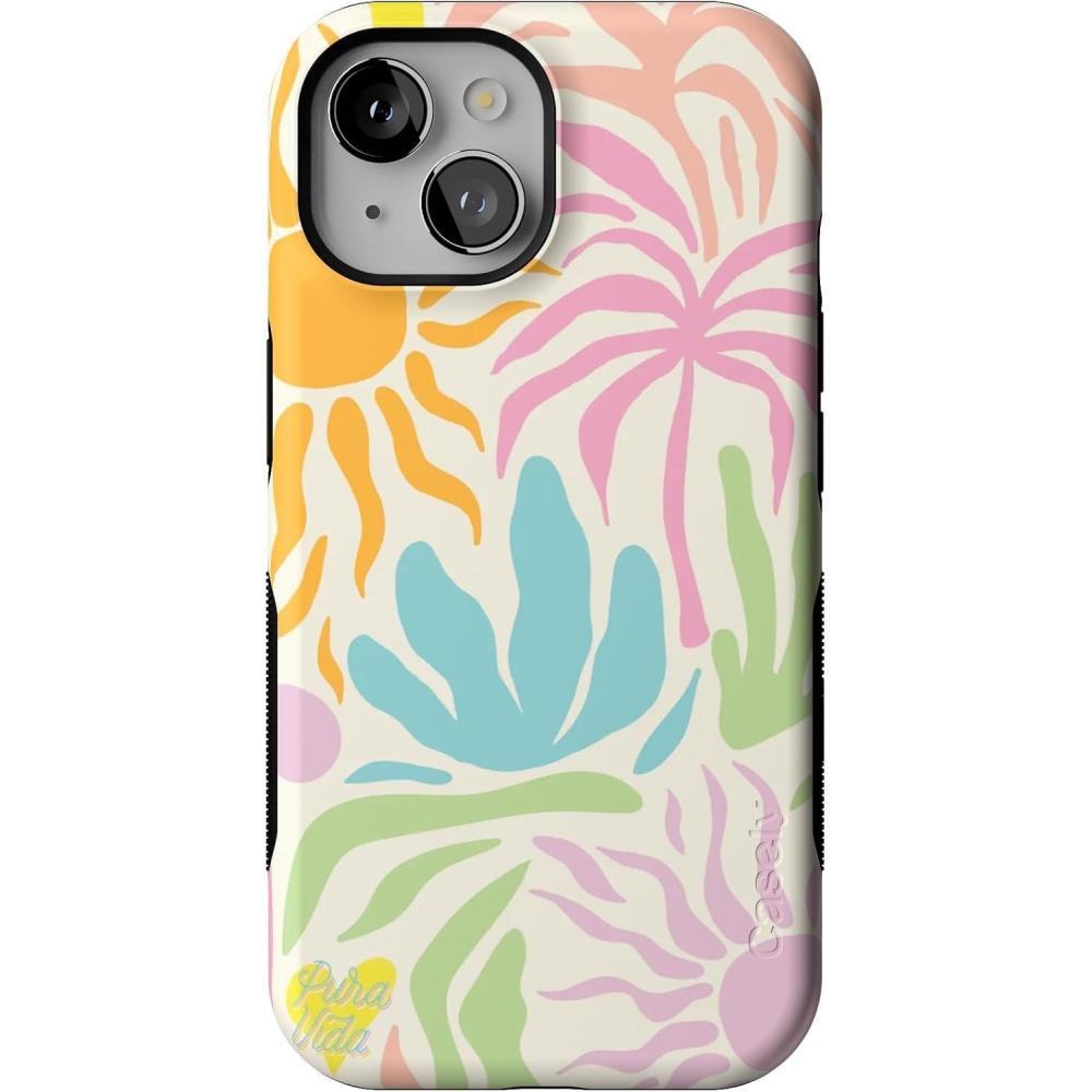 imageCasely iPhone 15 Case  Twilight Flora  Moody Monochrome  Bold Protective Design  Compatible with MagSafePura Vida  Oasis