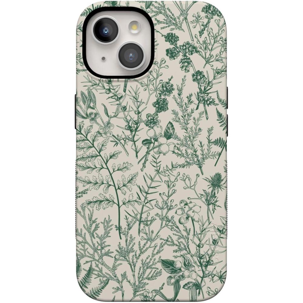 imageCasely iPhone 15 Case  Twilight Flora  Moody Monochrome  Bold Protective Design  Compatible with MagSafeSage Garden  Green Floral
