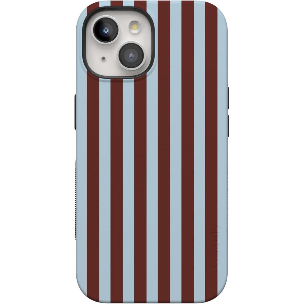 imageCasely iPhone 15 Case  Twilight Flora  Moody Monochrome  Bold Protective Design  Compatible with MagSafeSunday in Brooklyn  Chocolate Stripes
