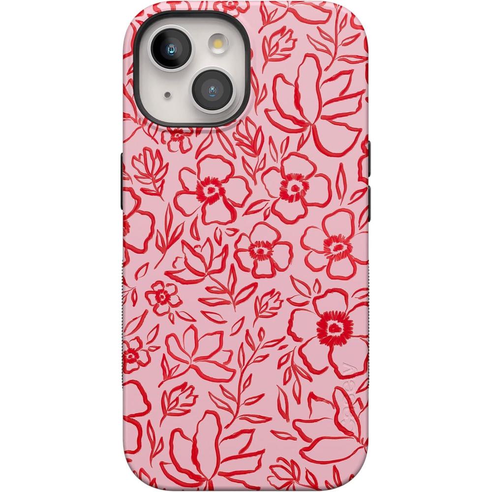 imageCasely iPhone 15 Plus Case  All The Fun Things  Fun on Weekdays  Bold Protective Design  Compatible with MagSafeBlush Garden  Floral Doodle