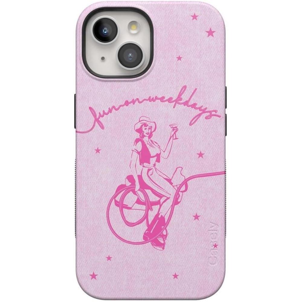 imageCasely iPhone 15 Plus Case  All The Fun Things  Fun on Weekdays  Bold Protective Design  Compatible with MagSafeDenim Cowgirl  Fun on Weekdays