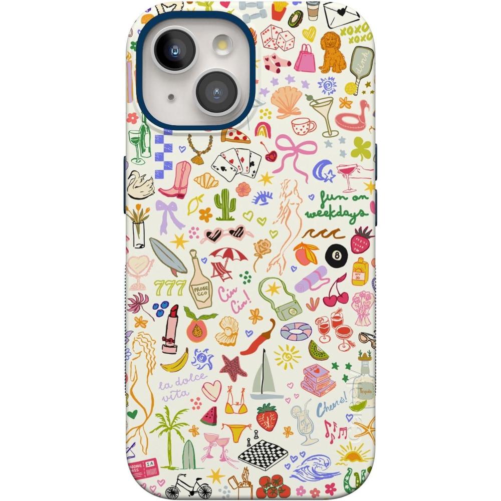 imageCasely iPhone 15 Plus Case  Navy Floral  Full Bloom  Bold Protective Design  Compatible with MagSafeAll the Fun Things  Fun on Weekdays