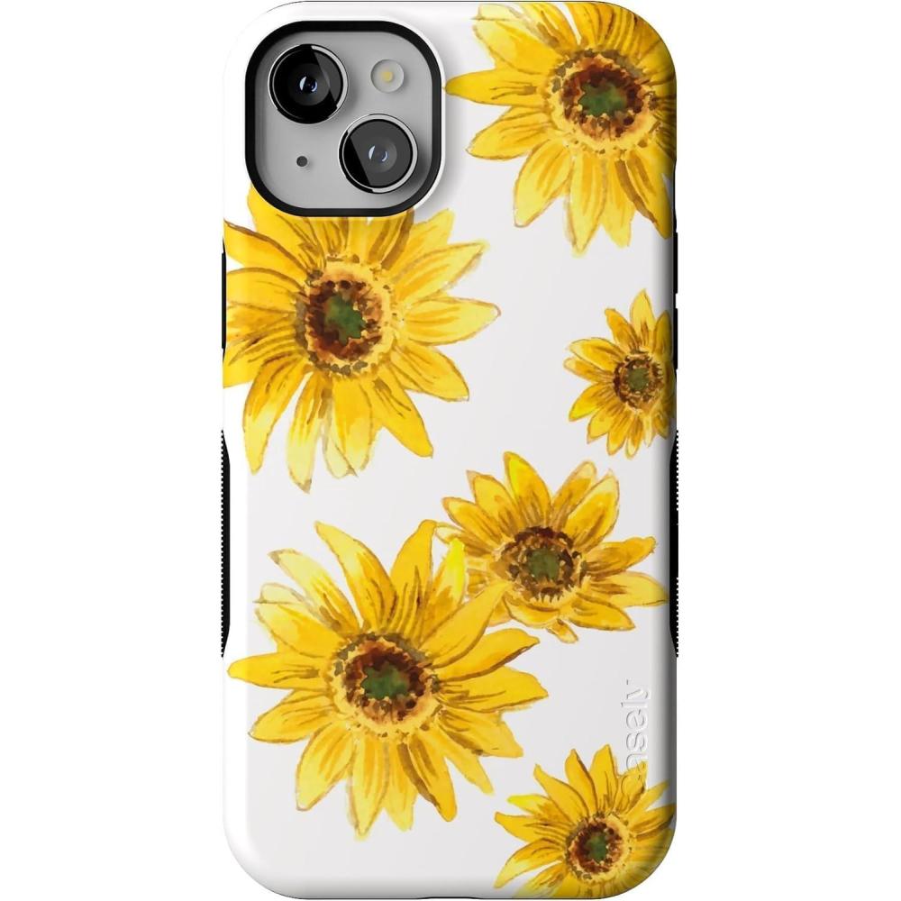 imageCasely iPhone 15 Plus Case  Navy Floral  Full Bloom  Bold Protective Design  Compatible with MagSafeGolden Garden  Yellow Sunflower