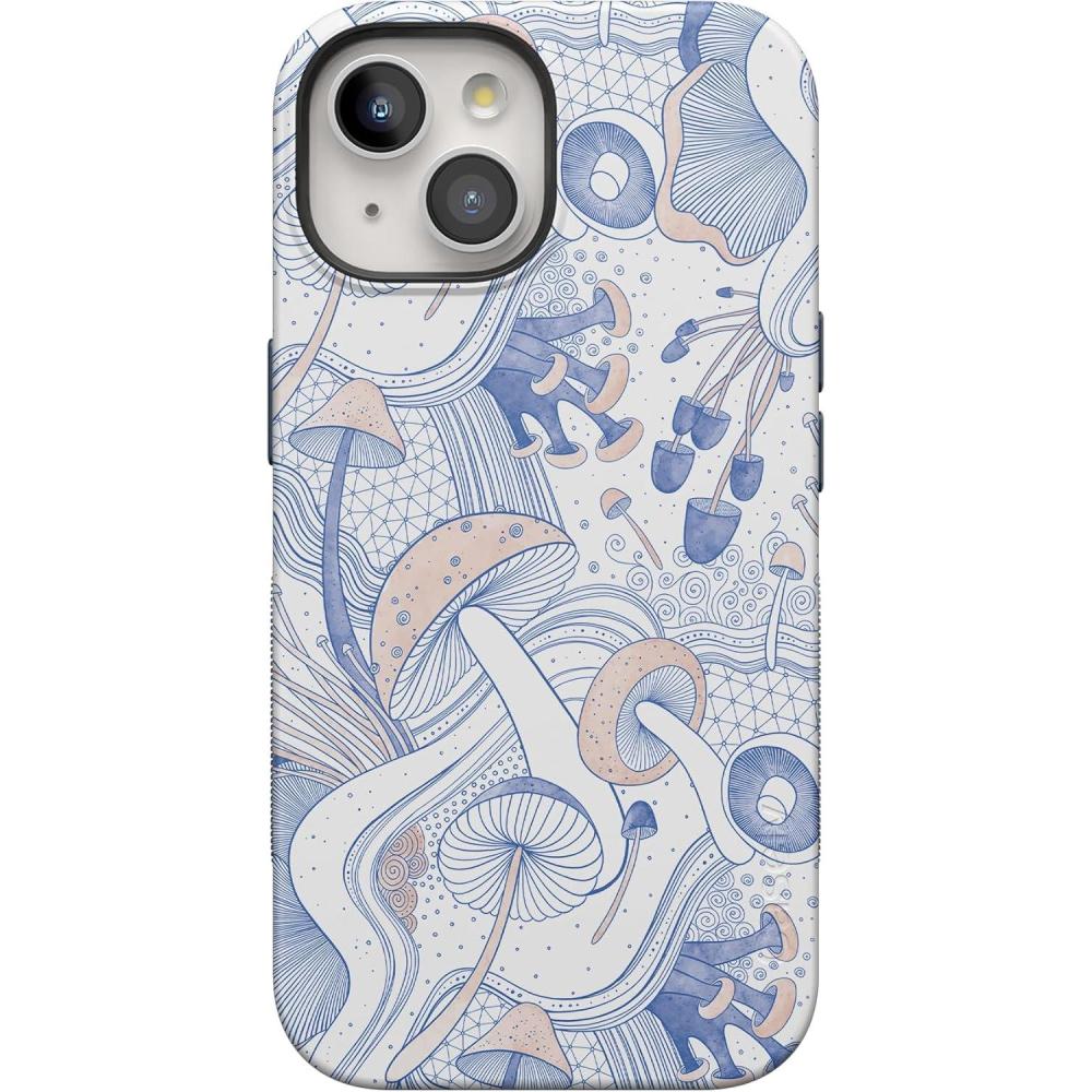 imageCasely iPhone 15 Plus Case  Navy Floral  Full Bloom  Bold Protective Design  Compatible with MagSafeThe Fun Guy  Enchanted Forest Mushroom
