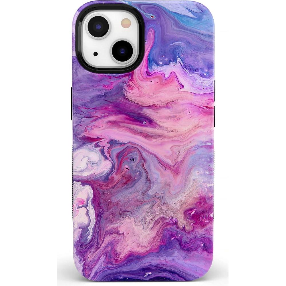 imageCasely iPhone 15 Plus Case  Navy Floral  Full Bloom  Bold Protective Design  Compatible with MagSafeTie Dying Over You Purple Marble