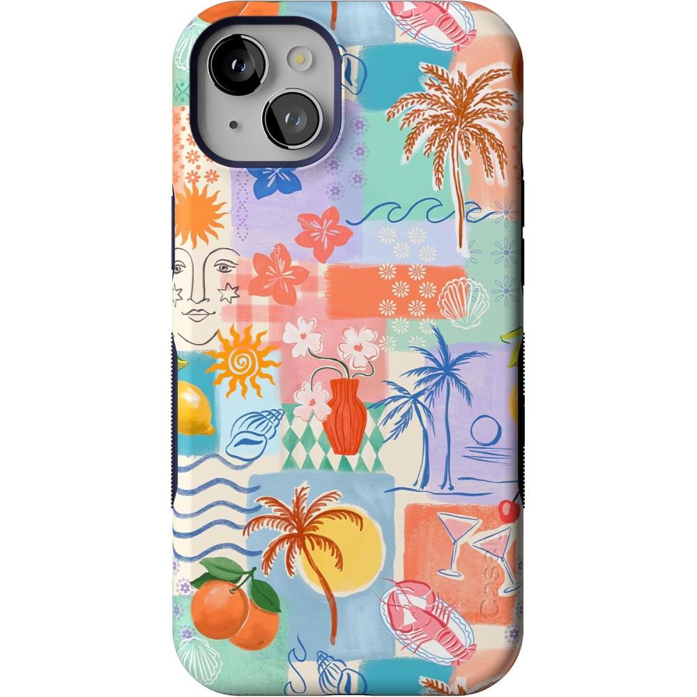 imageCasely iPhone 15 Plus Case  Navy Floral  Full Bloom  Bold Protective Design  Compatible with MagSafeTropical Heat  Beachy Collage