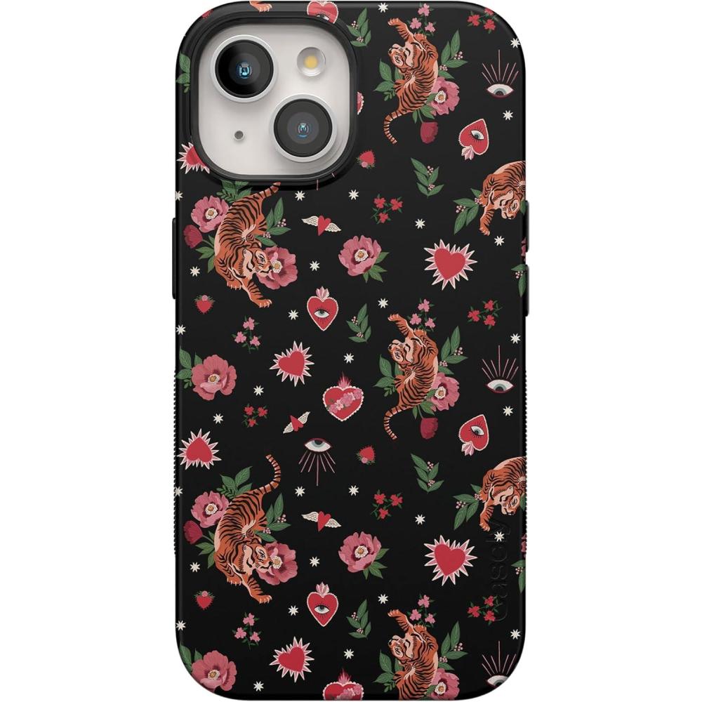 imageCasely iPhone 15 Plus Case  Navy Floral  Full Bloom  Bold Protective Design  Compatible with MagSafeWild at Heart  Tiger