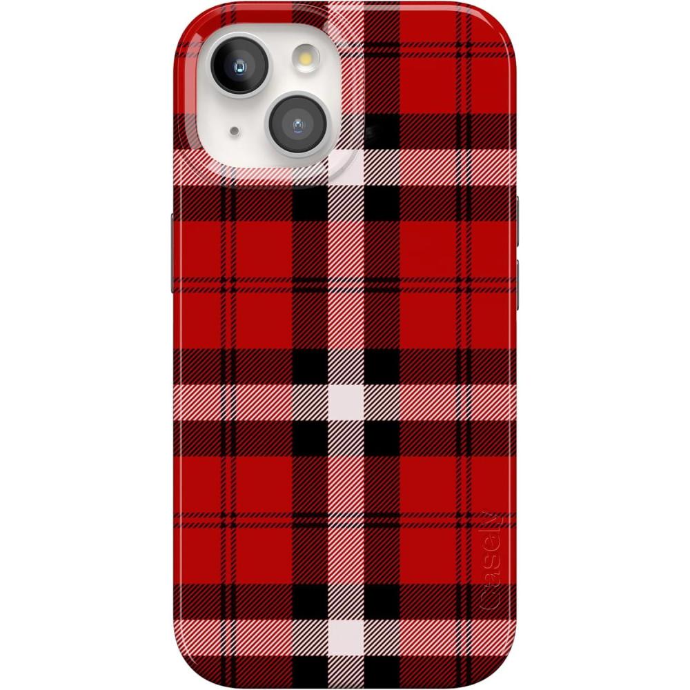 imageCasely iPhone 15 Plus Case  Vines of Love  Floral Heart  Compatible with MagSafe  Classic Ultra Thin DesignAs if  Red Plaid