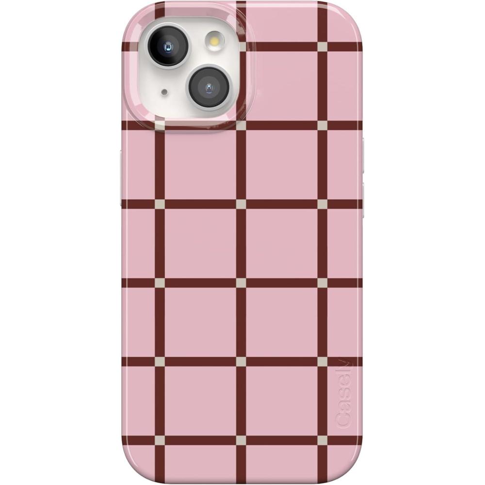 imageCasely iPhone 15 Plus Case  Vines of Love  Floral Heart  Compatible with MagSafe  Classic Ultra Thin DesignUptown Gridlock  Pink Checkerboard