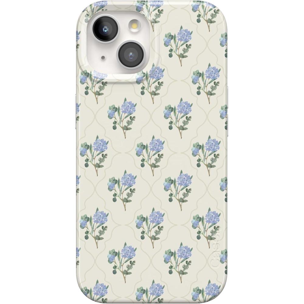 imageCasely iPhone 15 Plus Case  Vines of Love  Floral Heart  Compatible with MagSafe  Classic Ultra Thin DesignVintage Garden  Blue Hydrangea