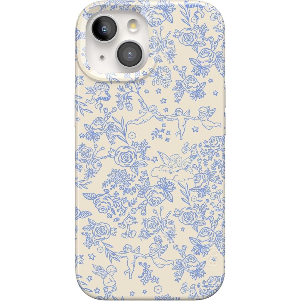 imageCasely iPhone 15 Plus Case  Waves amp Rays  Sunshine  Compatible with MagSafe  Classic Ultra Thin DesignCupids Canvas  Periwinkle Floral