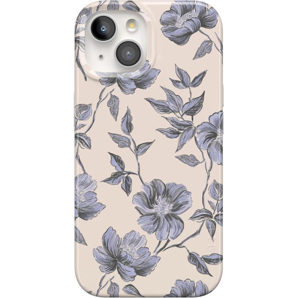 imageCasely iPhone 15 Plus Case  Waves amp Rays  Sunshine  Compatible with MagSafe  Classic Ultra Thin DesignInk  Iris  Vintage Floral