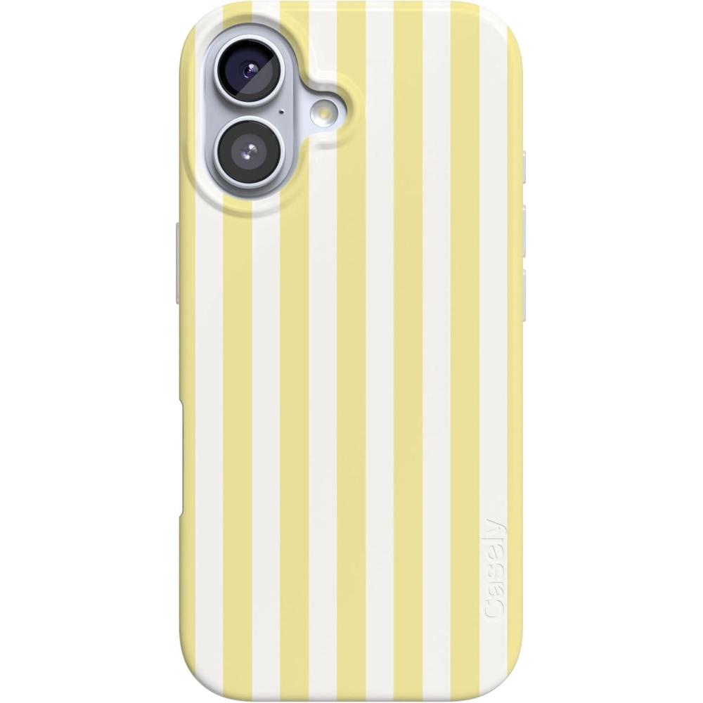 imageCasely iPhone 17 Case  Full Bloom  Navy Floral  Compatible with MagSafe  Classic Ultra Thin DesignButter Yellow Stripes  Sunday Best