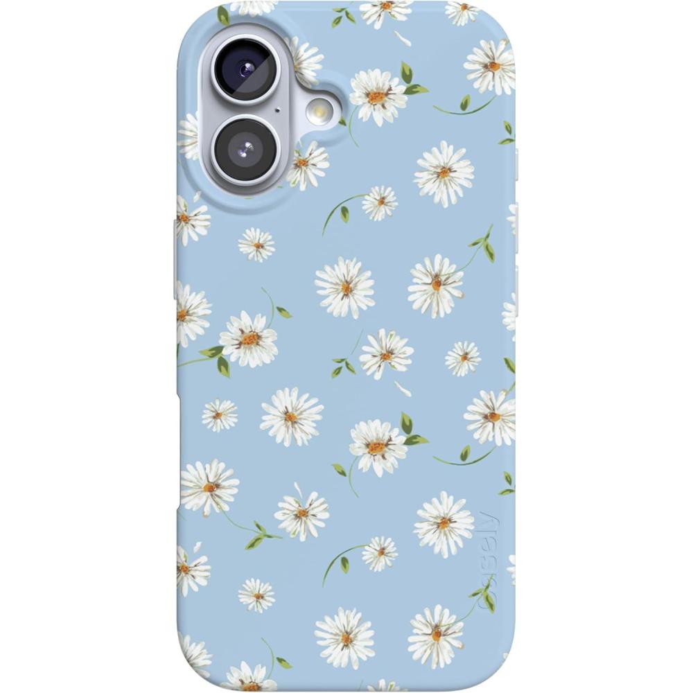 imageCasely iPhone 17 Case  Full Bloom  Navy Floral  Compatible with MagSafe  Classic Ultra Thin DesignDaisy Daydream  Baby Blue Floral