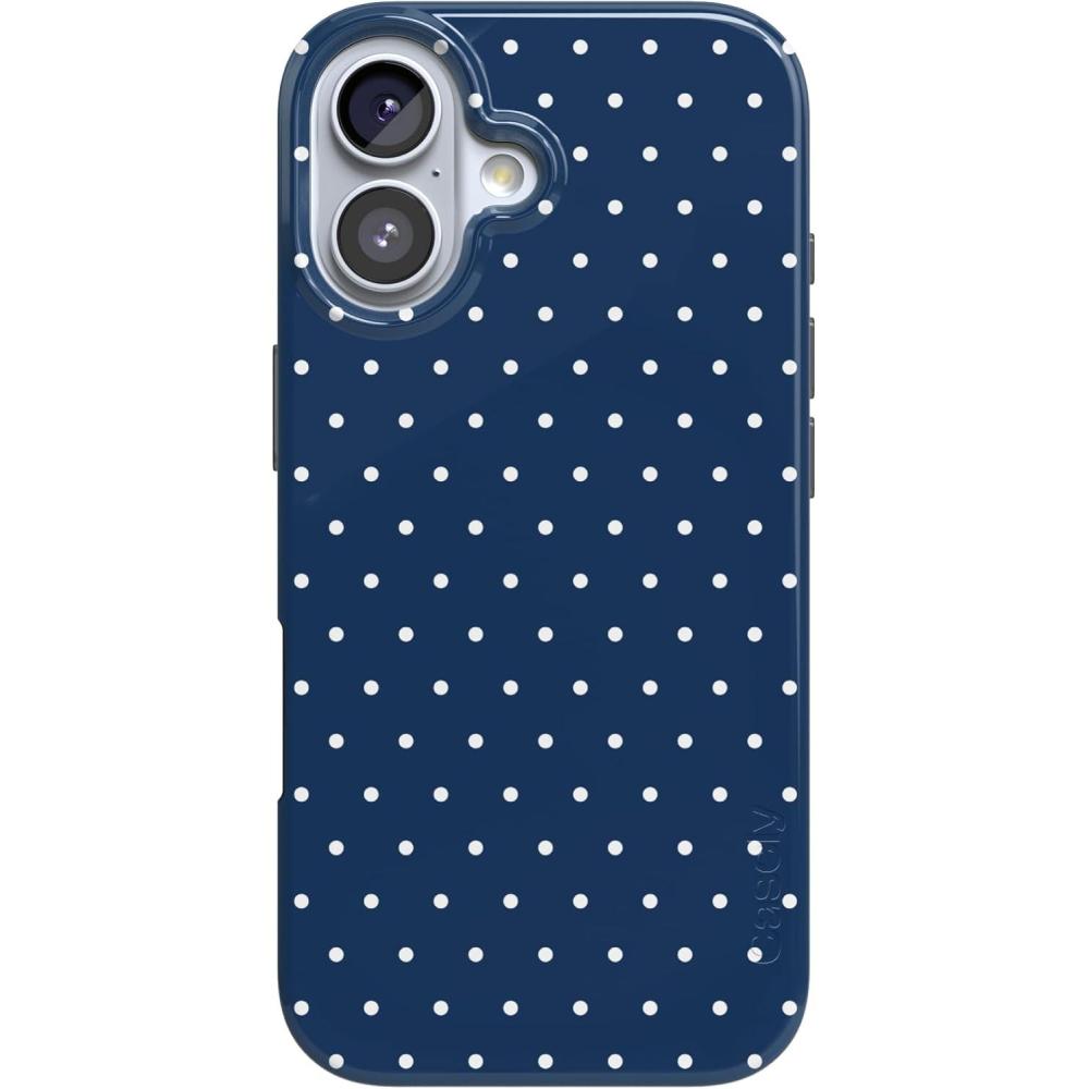 imageCasely iPhone 17 Case  Full Bloom  Navy Floral  Compatible with MagSafe  Classic Ultra Thin DesignOn the Dot  Navy Polka Dot