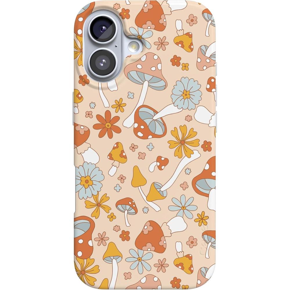 imageCasely iPhone 17 Case  Moody Monochrome  Bordeaux Rose  Compatible with MagSafe  Classic Ultra Thin DesignMushroom Magic  Retro Floral