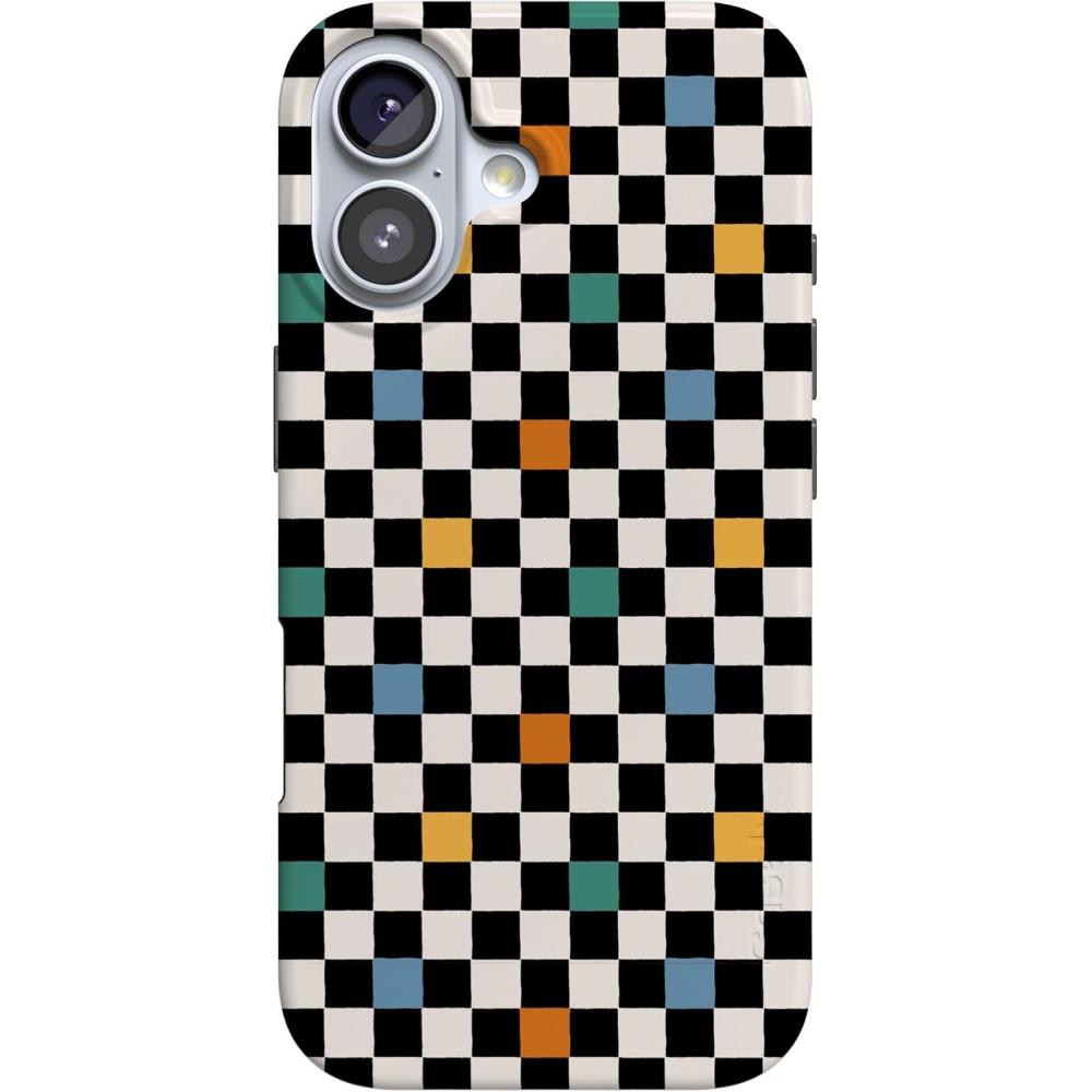 imageCasely iPhone 17 Case  Moody Monochrome  Bordeaux Rose  Compatible with MagSafe  Classic Ultra Thin DesignOld Skool  Retro Checkerboard