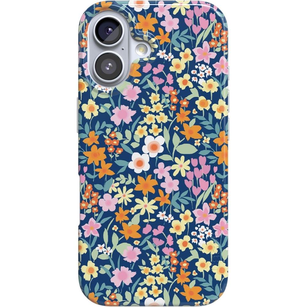 imageCasely iPhone 17 Case  Powder Pups  Dog Sled  Compatible with MagSafe  Classic Ultra Thin DesignFull Bloom  Navy Floral