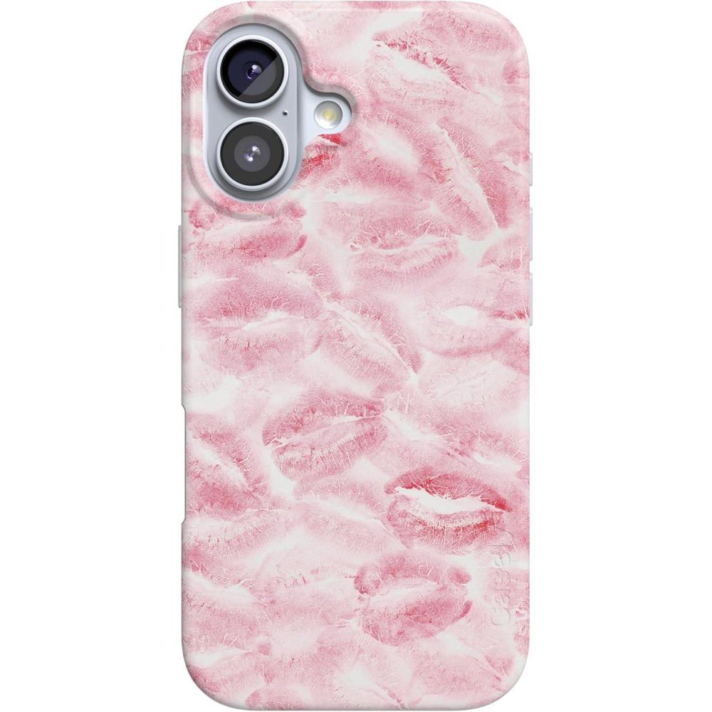 imageCasely iPhone 17 Case  Powder Pups  Dog Sled  Compatible with MagSafe  Classic Ultra Thin DesignSealed with a Kiss  Pink Lipstick