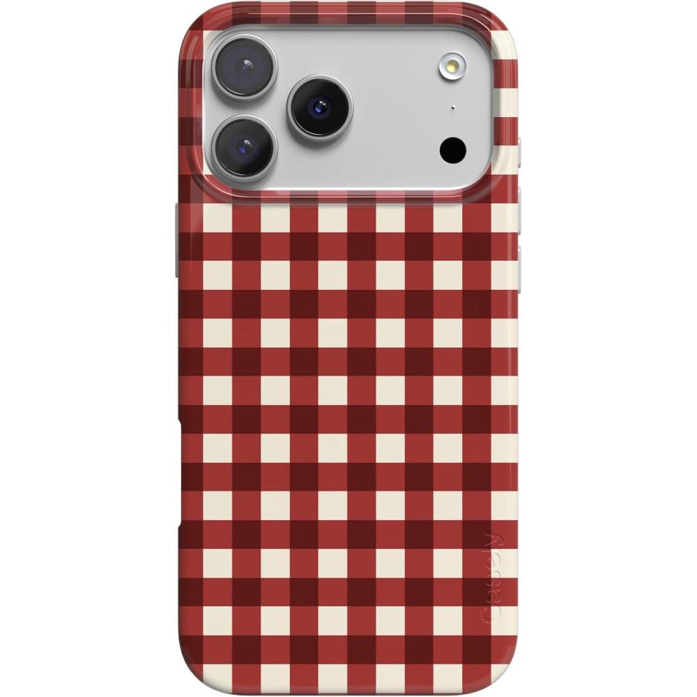 imageCasely iPhone 17 Pro Case  Chalet All Day  Winter Village  Compatible with MagSafe  Classic Ultra Thin DesignChecked Twice  Red Plaid