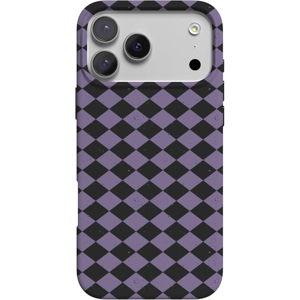 imageCasely iPhone 17 Pro Case  Chalet All Day  Winter Village  Compatible with MagSafe  Classic Ultra Thin DesignHarlequin Midnight Diamond  Black and Purple