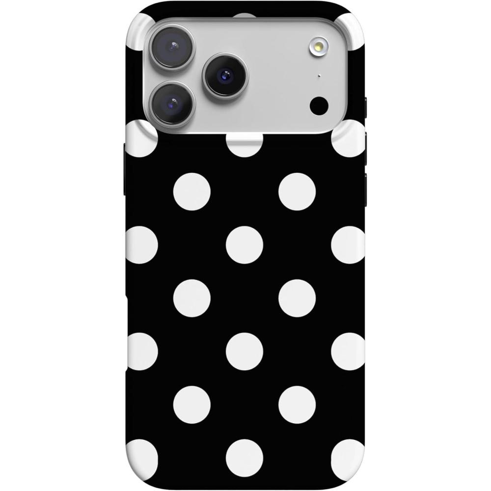 imageCasely iPhone 17 Pro Case  Chalet All Day  Winter Village  Compatible with MagSafe  Classic Ultra Thin DesignHigh Contrast  Black Polka Dot