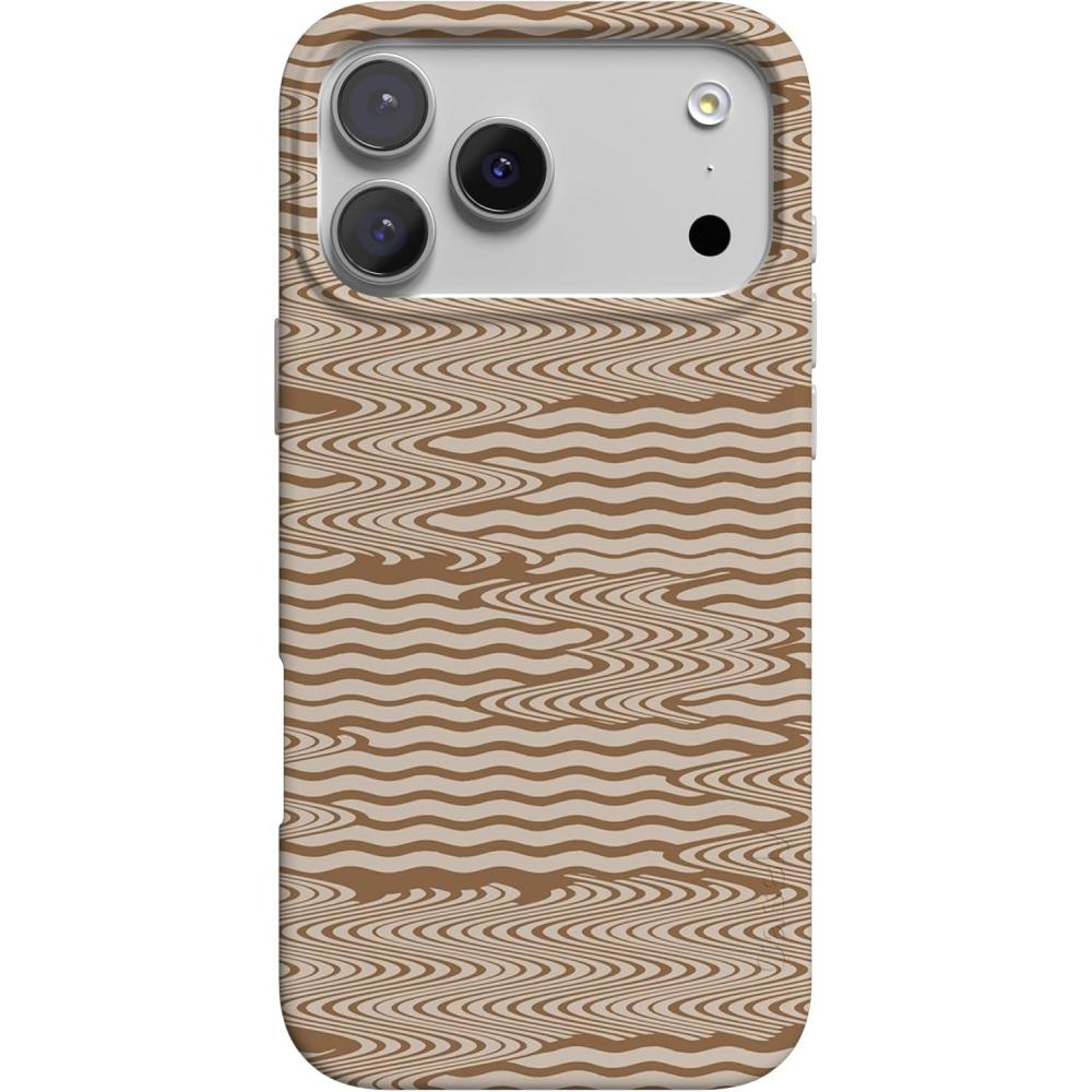 imageCasely iPhone 17 Pro Case  Chalet All Day  Winter Village  Compatible with MagSafe  Classic Ultra Thin DesignMocha Ripple  Brown Waves