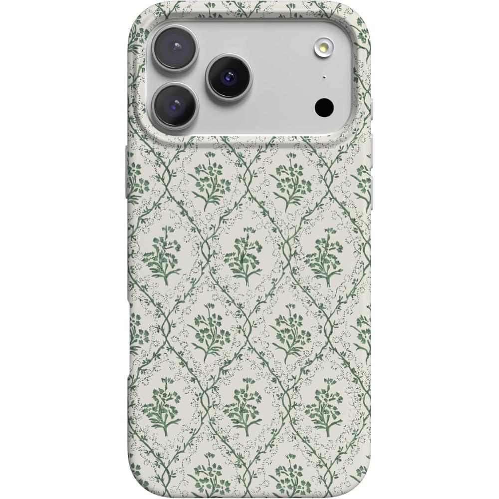 imageCasely iPhone 17 Pro Case  Chalet All Day  Winter Village  Compatible with MagSafe  Classic Ultra Thin DesignSage Tapestry  Floral Vines
